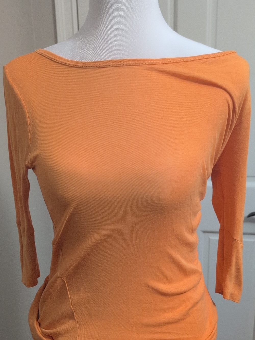 Small Women's Boatneck 3/4 Sleeve Top - Orange